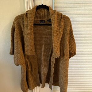 Brown short sleeve Alpaca/Acrylic cardigan sweater by Kersh XL